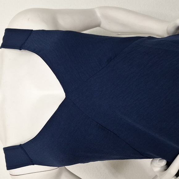 Tahari NEW Minimalist Navy Blue Babydoll V-Neck Lagenlook Cocktail Maxi Dress S - Picture 2 of 13